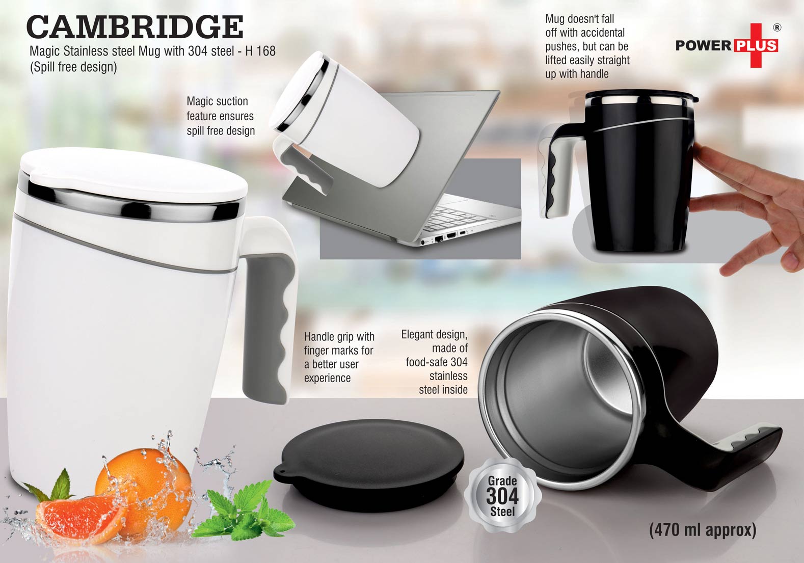 Cambridge Magic Stainless Steel Mug with 304 Steel Spill Free Design - corporate gift by YuBingo