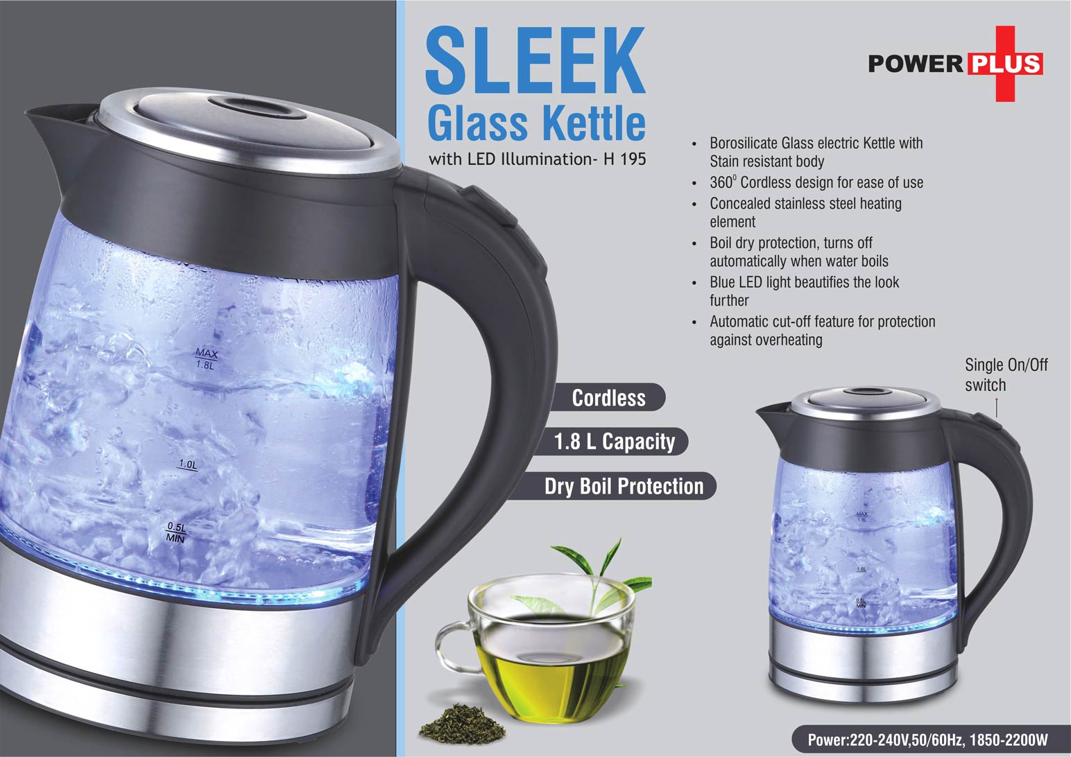 Boil in Style with Our Sleek Glass Kettle with LED Illumination - corporate gift by YuBingo
