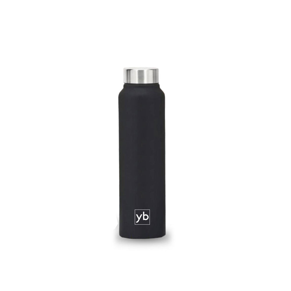 Stay Hydrated in Style with Our Colored Straight Steel Bottle Black, 750ml Capacity - corporate gift by YuBingo