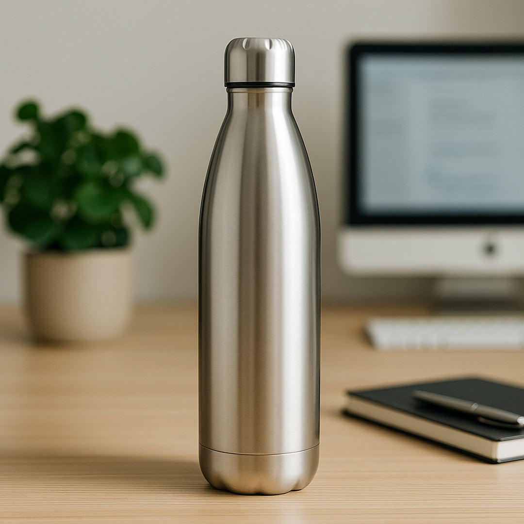 H320 - Cola Single Wall Steel Bottle 1L : Natural - corporate gift by YuBingo