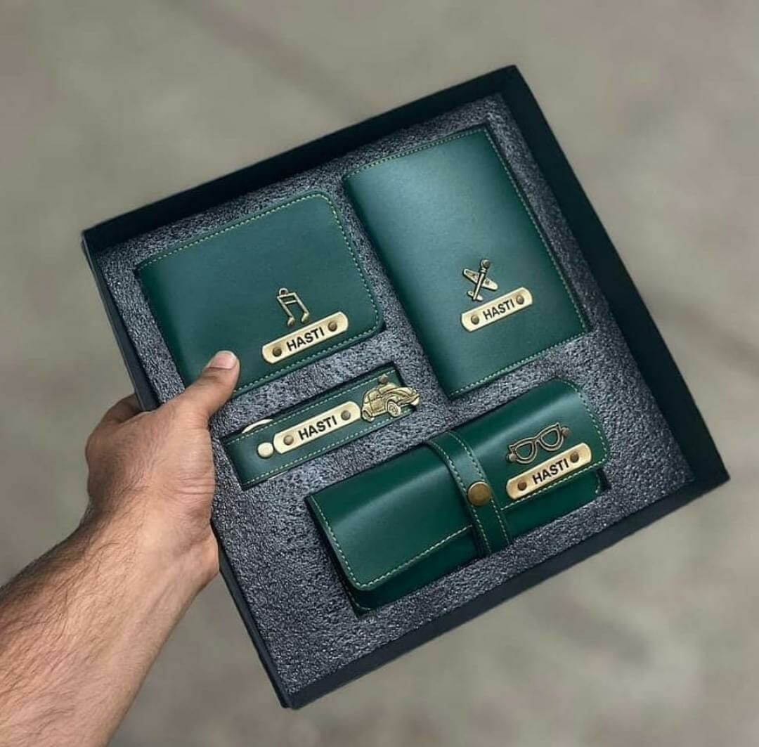 4 Piece Faux Series Combo (Wallet, Eyewear Case, Passport Holder, Keychain) - corporate gift by YuBingo