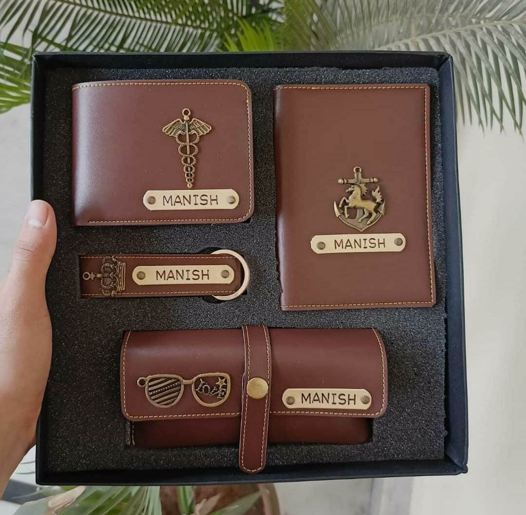 4 Piece Faux Series Combo (Wallet, Eyewear Case, Passport Holder, Keychain) - corporate gift by YuBingo