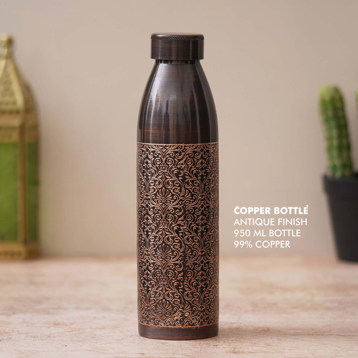 Antique Finish Brown Copper Bottle - Hydrate in Classic Style - corporate gift by YuBingo