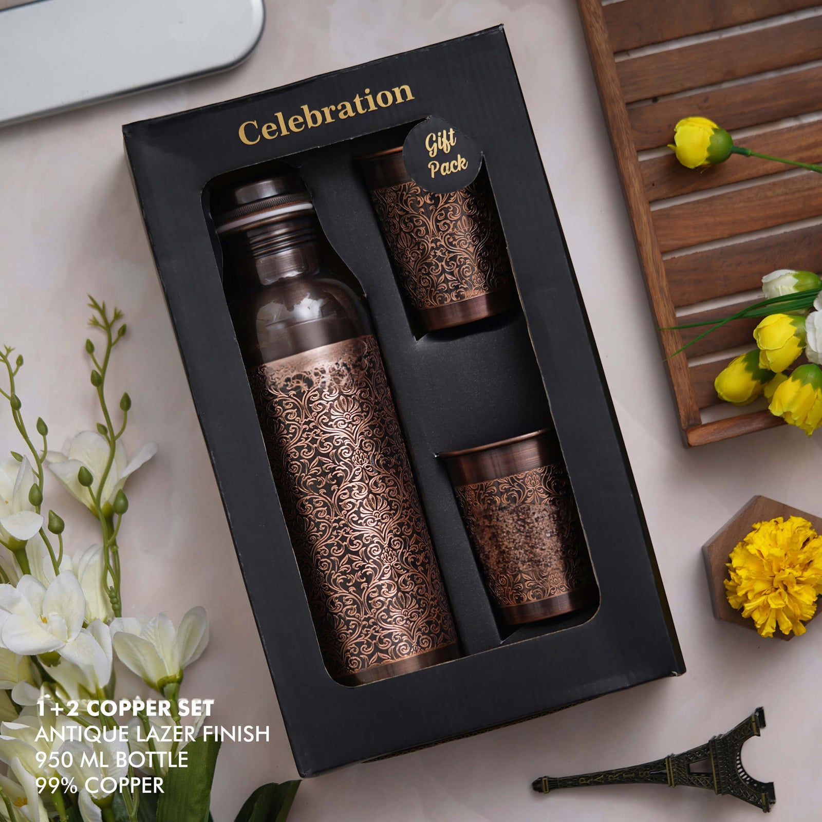 Antique Laser Finish Copper Gift Set - Timeless Sophistication - corporate gift by YuBingo