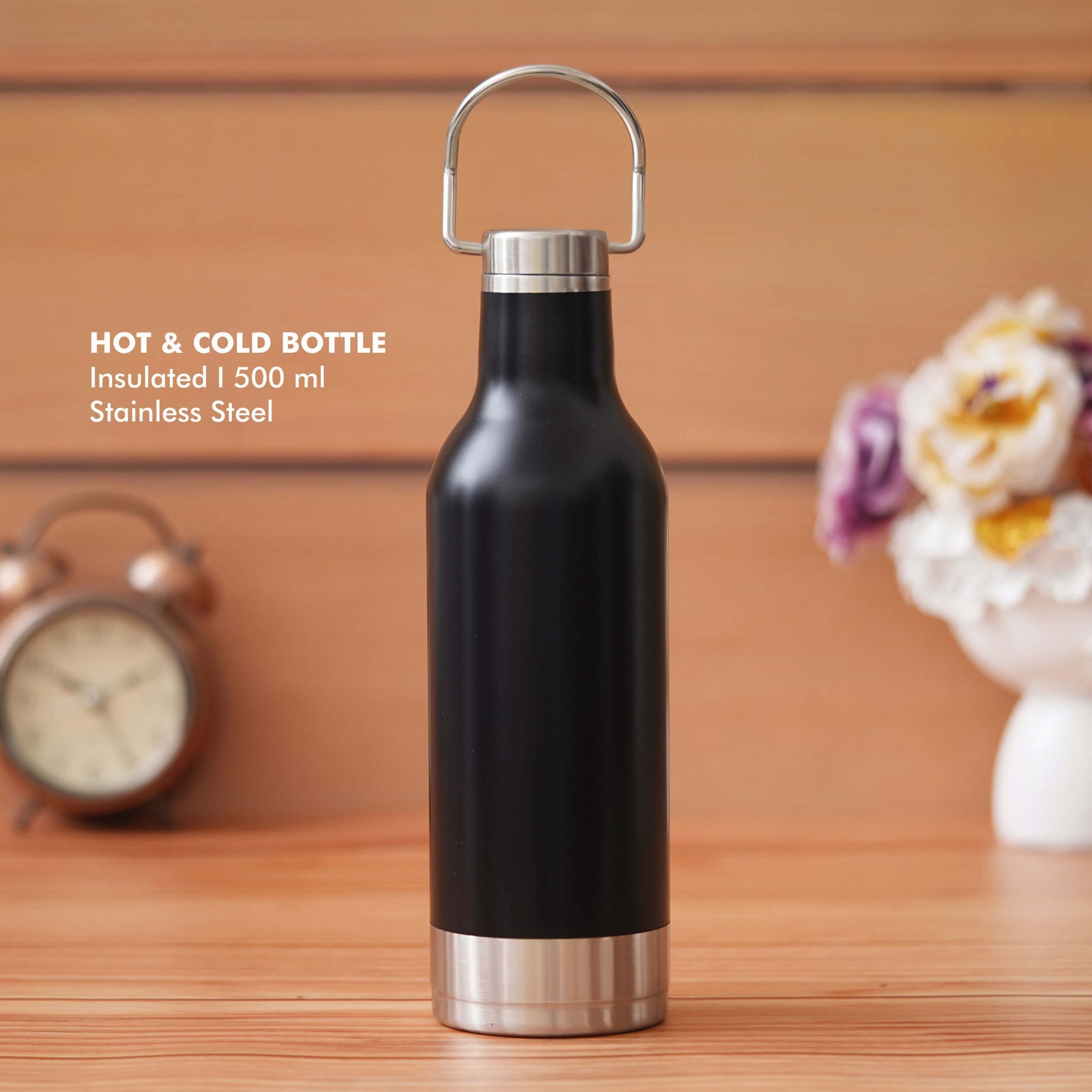 Black Stainless Steel Bottle - 500 ML - corporate gift by YuBingo