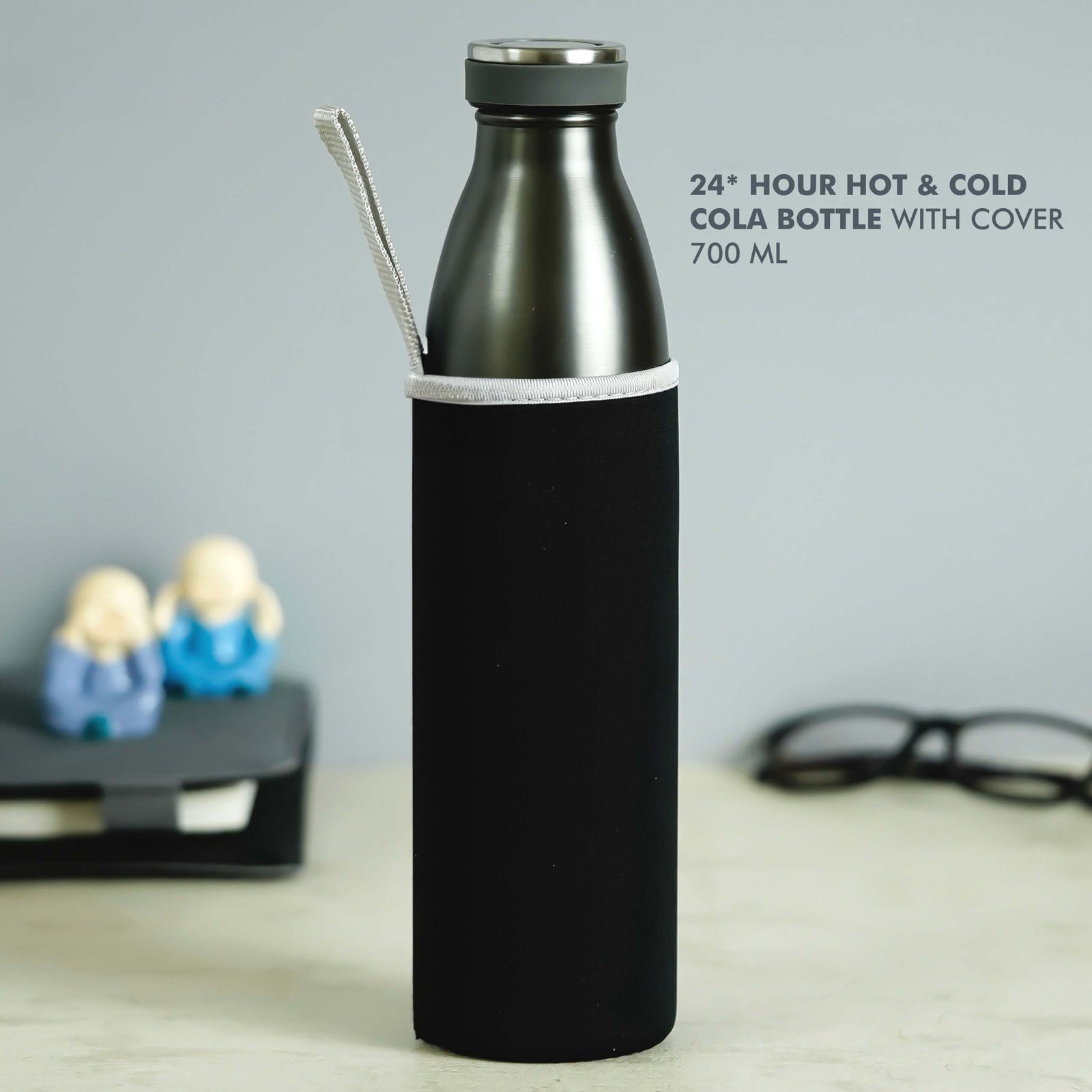 Black Stainless Steel Bottle - 700 ML - corporate gift by YuBingo