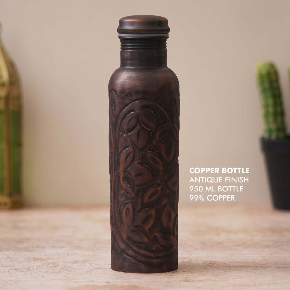 Classic Brown Antique Finish Copper Bottle - Hydrate in Timeless Elegance - corporate gift by YuBingo