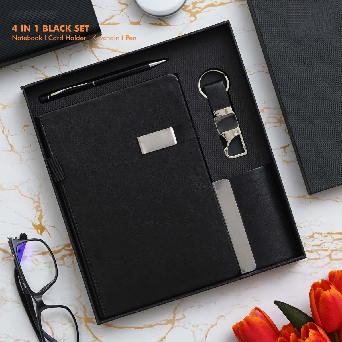 Classic Notebook Office Gift Set - Vegan Leather - corporate gift by YuBingo