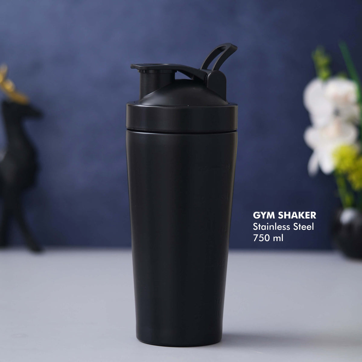 Customizable Black Stainless Steel Gym Shaker - corporate gift by YuBingo