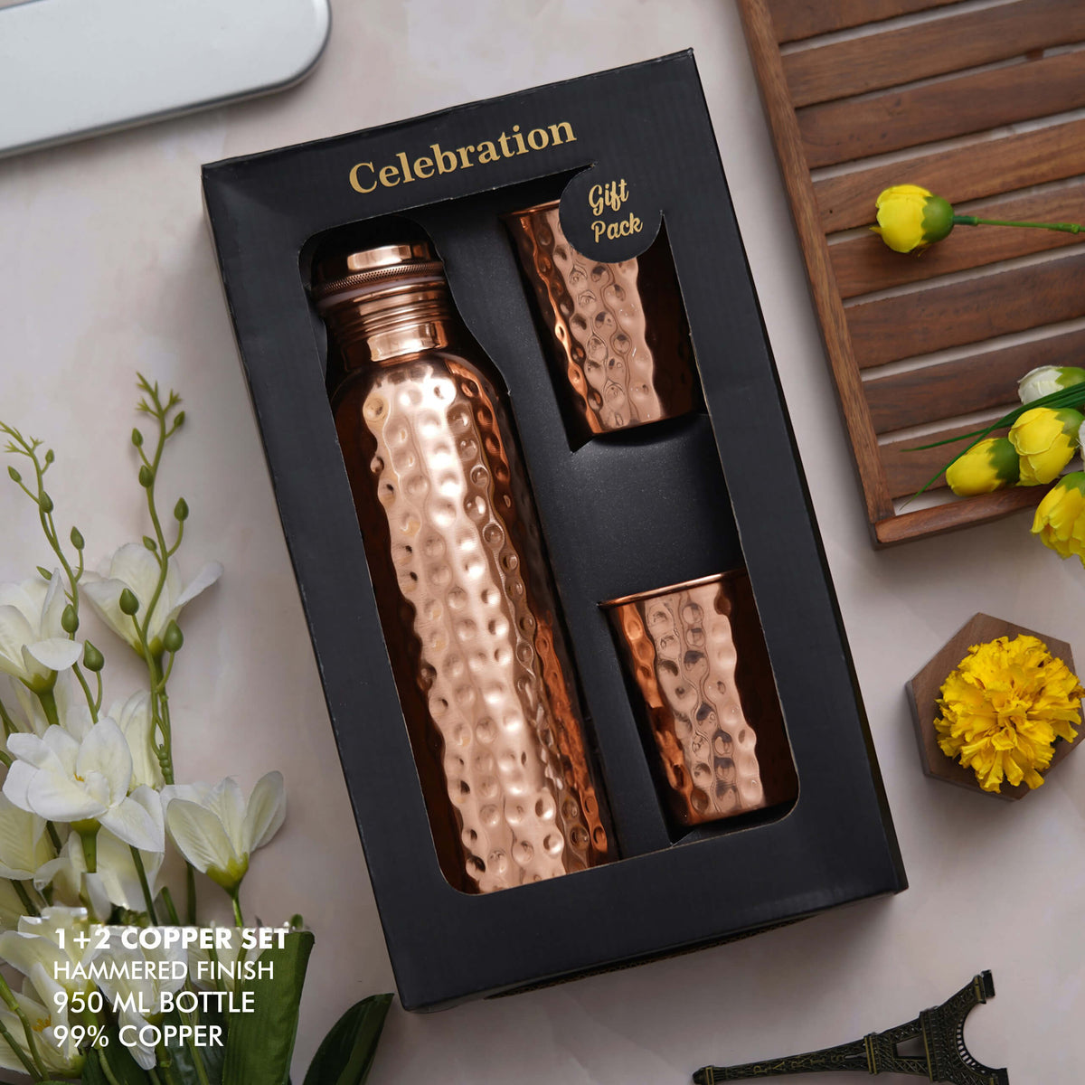Deluxe Hammered Copper Gift Set - Timeless Elegance in Every Sip - corporate gift by YuBingo