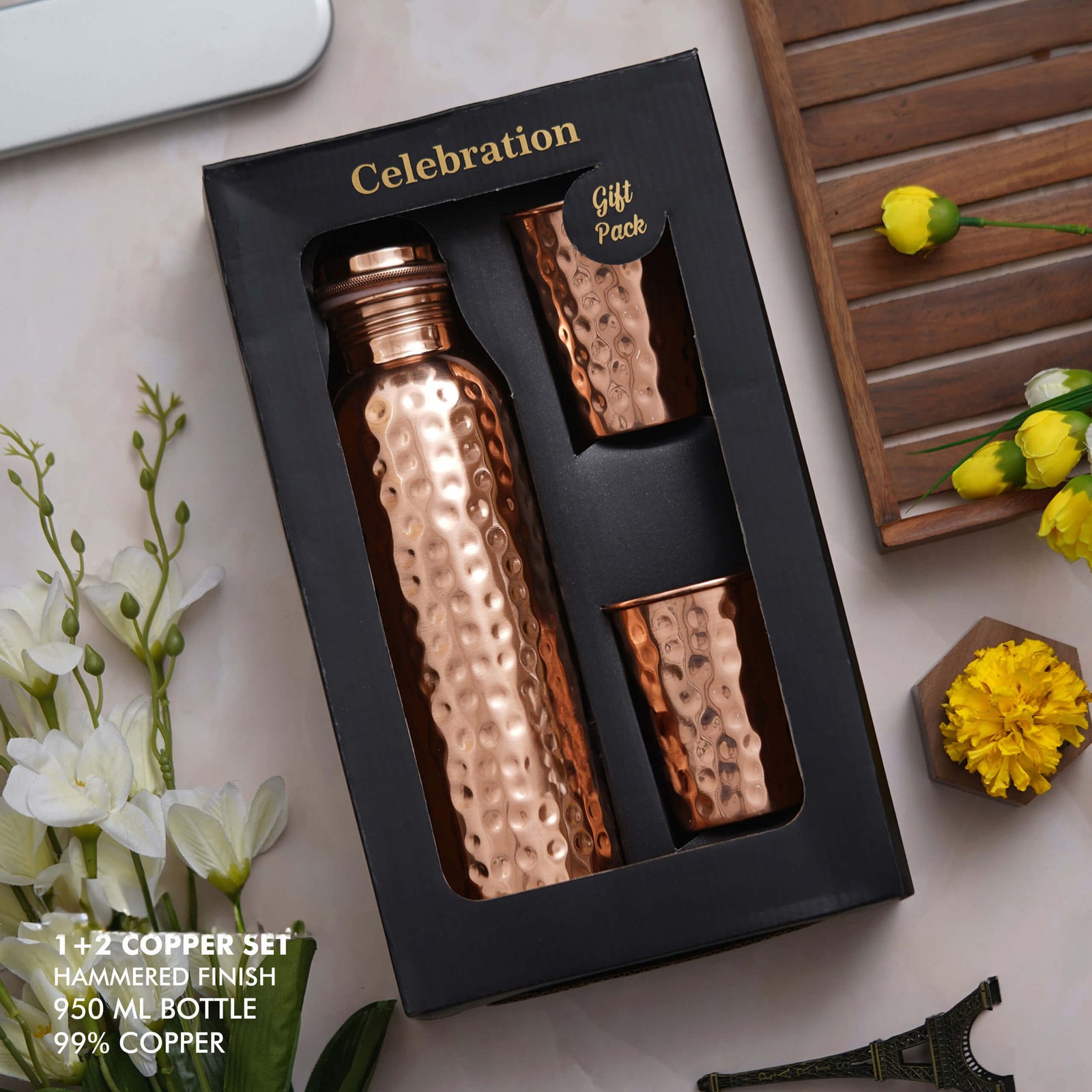 Deluxe Hammered Copper Gift Set - Timeless Elegance in Every Sip - corporate gift by YuBingo