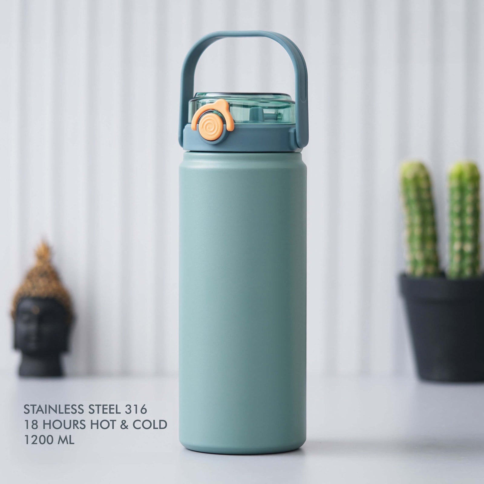 Green Stainless Steel Bottle - 1200 ML - corporate gift by YuBingo