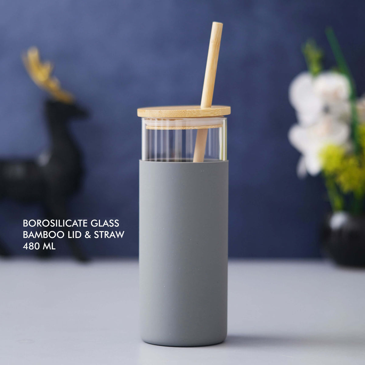 Grey Borosilicate Glass - 480 ML - corporate gift by YuBingo