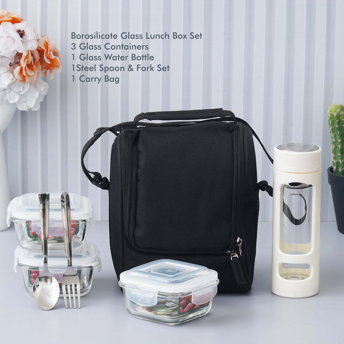 Personalized Borosilicate Glass Lunch Box Set - Complete Meal Solution - corporate gift by YuBingo