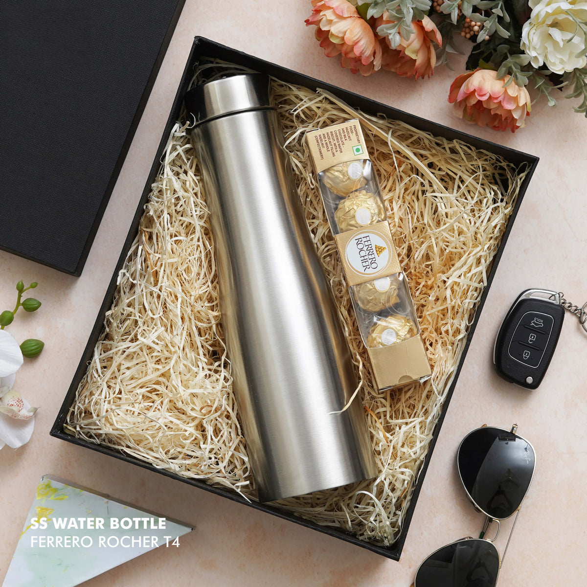 Stainless Steel Bottle & Chocolates Gift Set - corporate gift by YuBingo