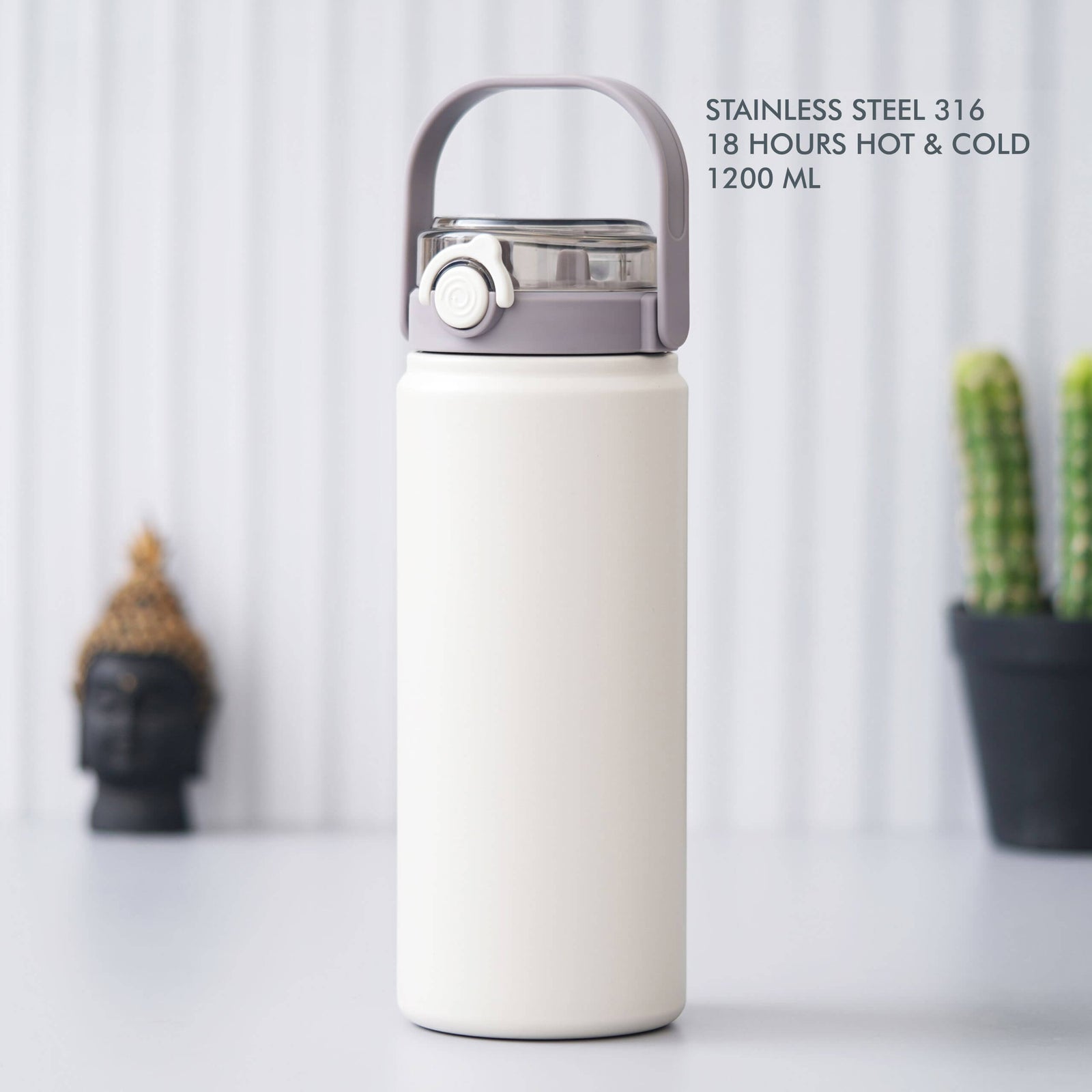 White Stainless Steel Bottle - 1200 ML - corporate gift by YuBingo