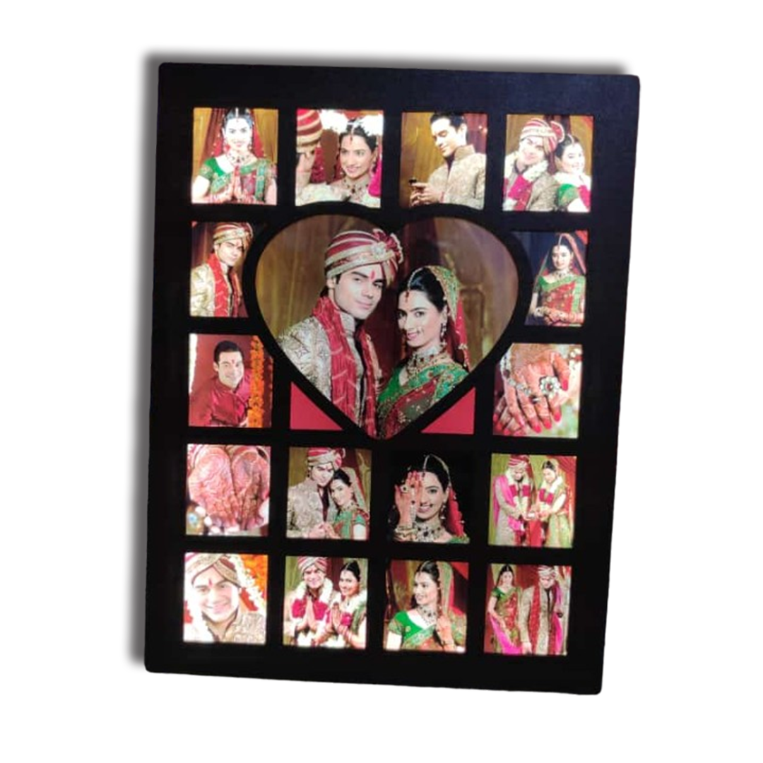 LED Collage Frame (Centre Heart with Squares) - corporate gift by YuBingo