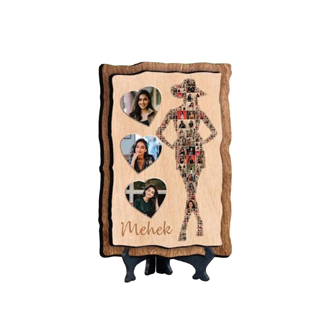 Mosaic Photo Frame Plaque - MDF Wood, 6x8 Inches, 3 Main Photos & 15-20 Mosaic Photos - corporate gift by YuBingo