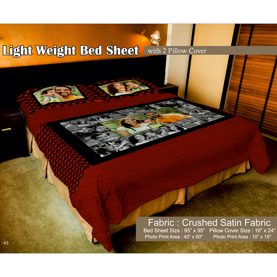 Image Printed Crushed Satin Bed Sheet with 2 Printed Pillow Covers - product image 2