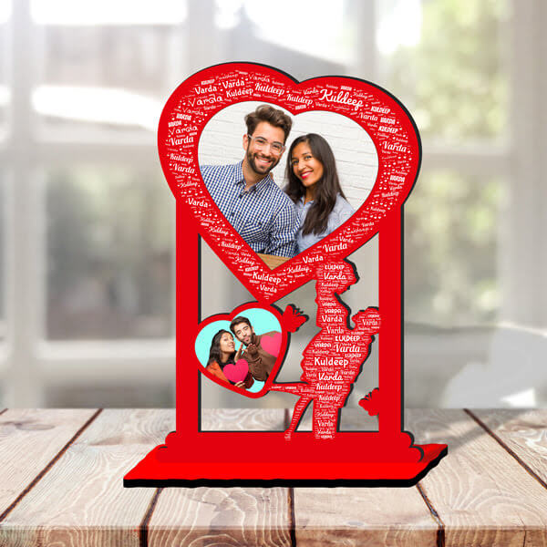 High Gloss Wood Cut Out Photo Frame with Name - corporate gift by YuBingo