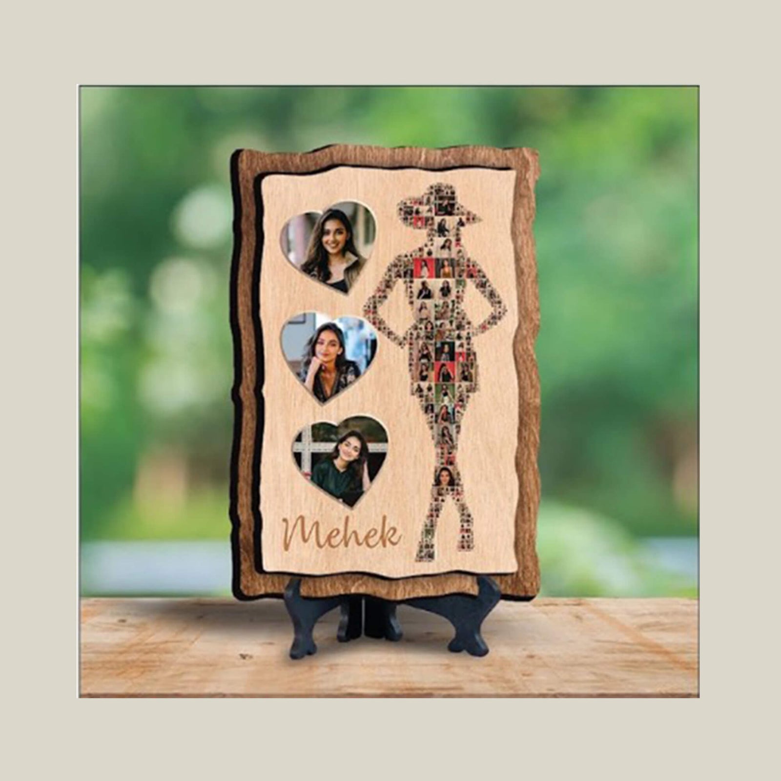 Mosaic Photo Frame Plaque - MDF Wood, 6x8 Inches, 3 Main Photos & 15-20 Mosaic Photos - corporate gift by YuBingo