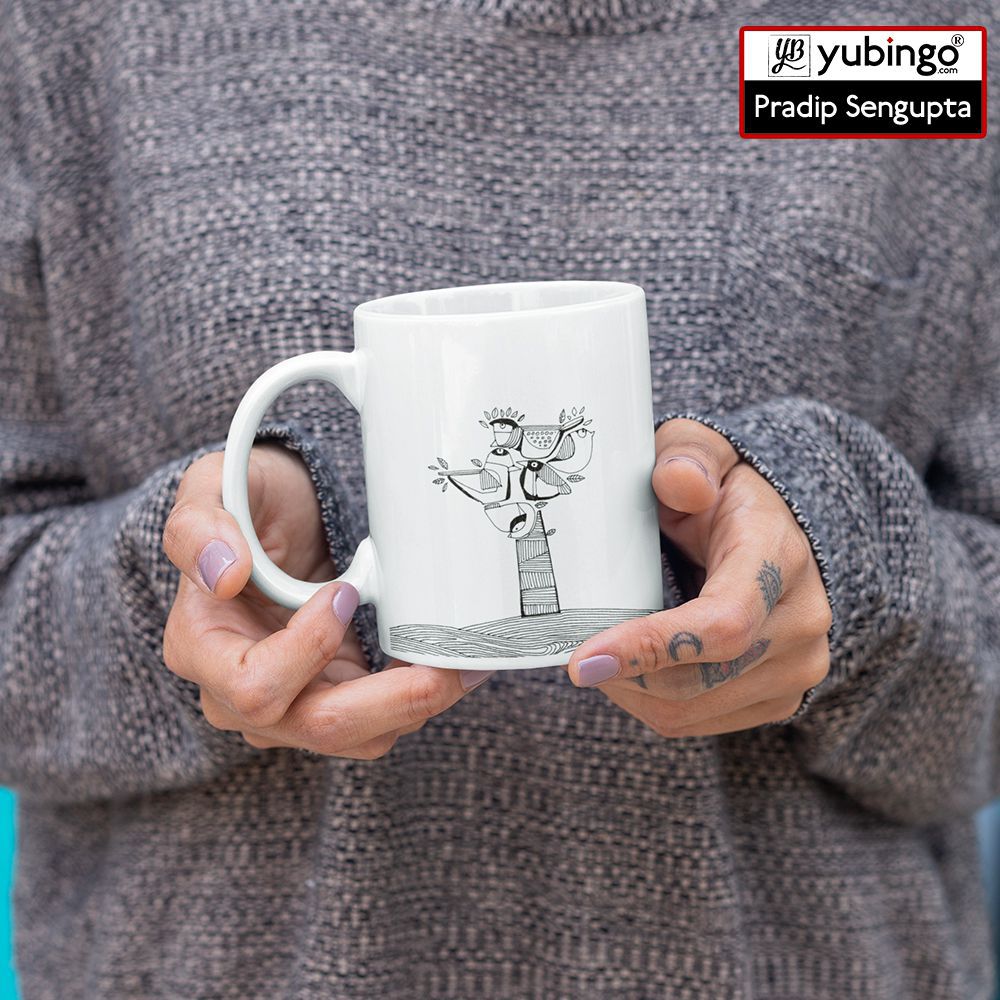 Tree birds Coffee Mug - corporate gift by YuBingo