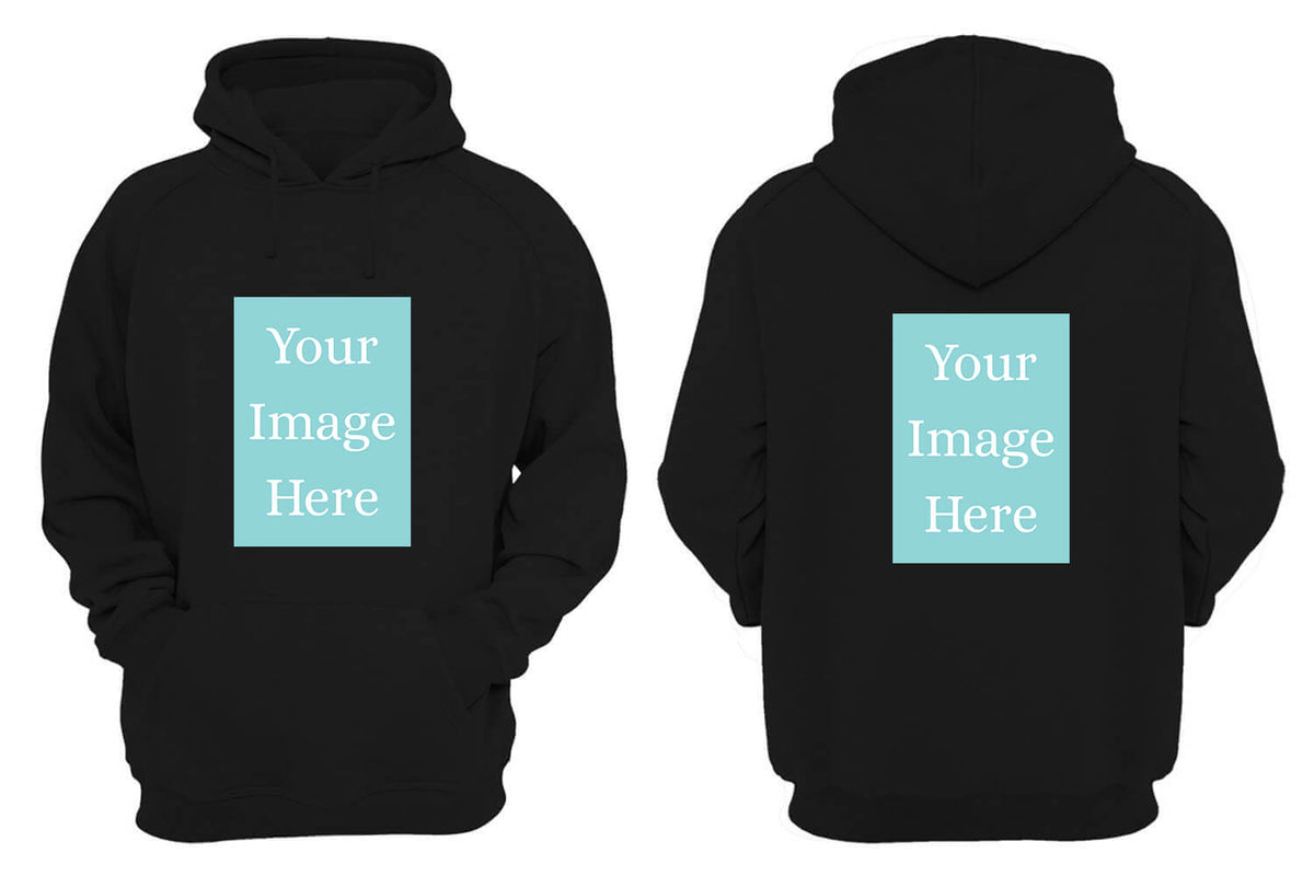 Black Customised Hoodie - Front and Back Print - corporate gift by YuBingo