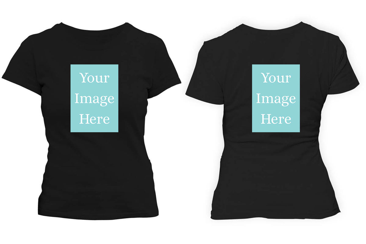 Black Customised Women's T-Shirt - Front and Back Print - corporate gift by YuBingo