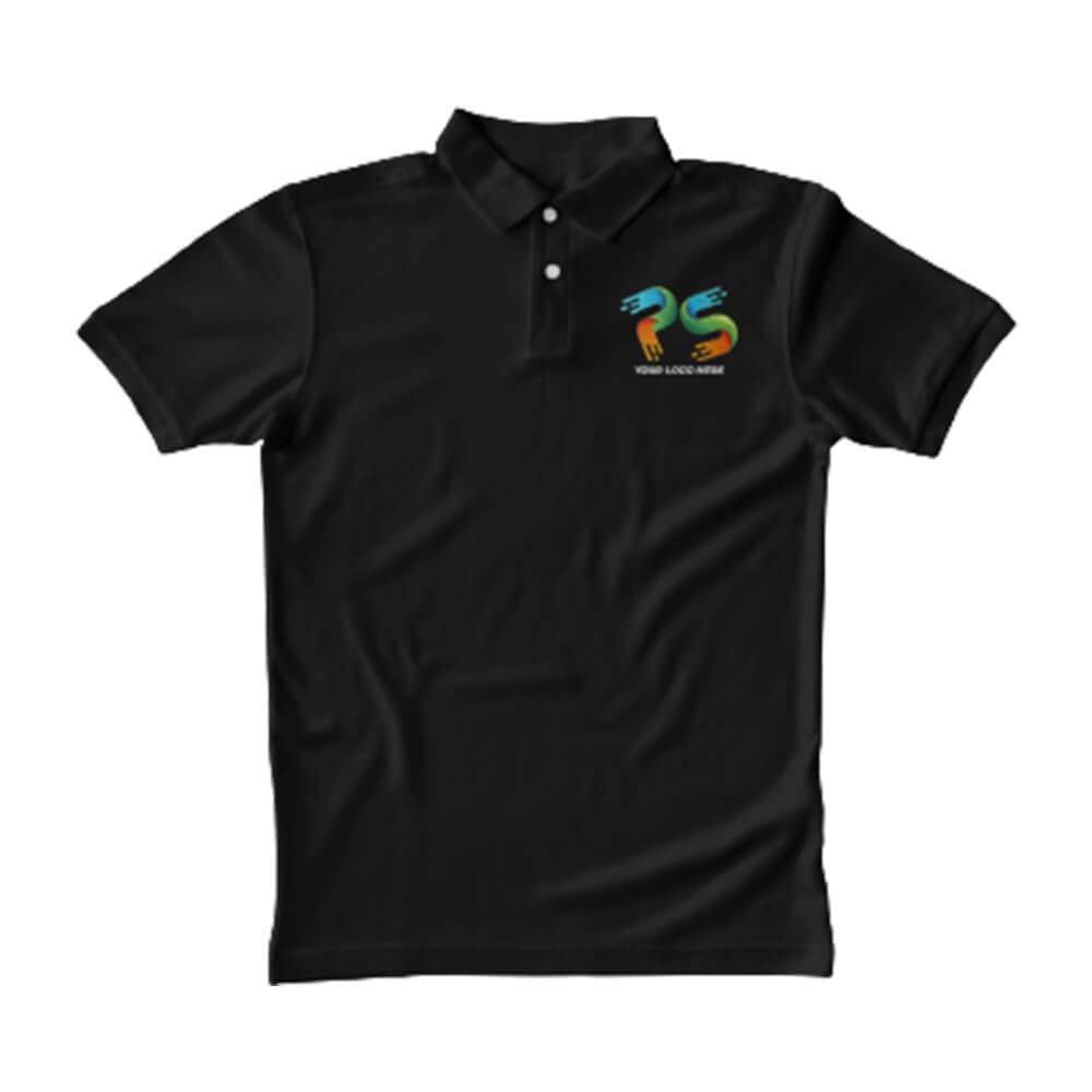 Polo Neck Black Customised Kids T-Shirt - Front And Back Print - corporate gift by YuBingo