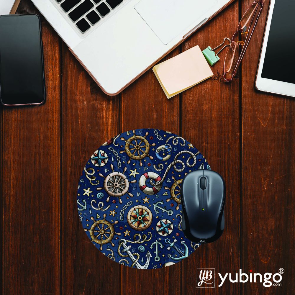 Nautical Blue Mouse Pad (Round) - corporate gift by YuBingo