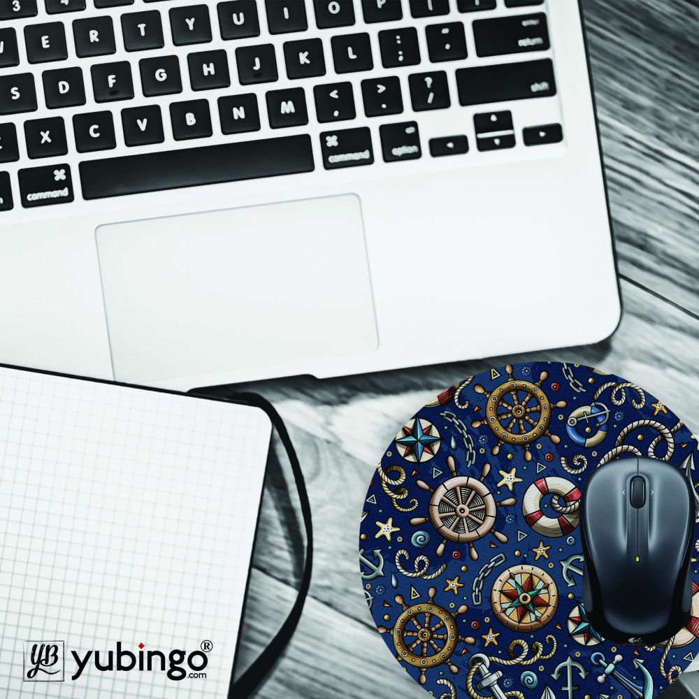 Nautical Blue Mouse Pad (Round) - product image 4