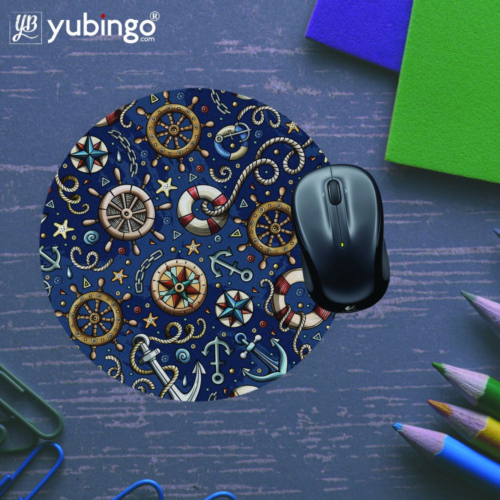 Nautical Blue Mouse Pad (Round) - product image 5