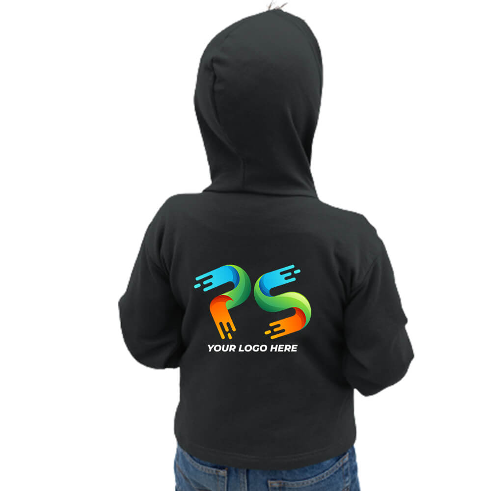 Black Customised Kids Hoodie - Front and Back Print - corporate gift by YuBingo