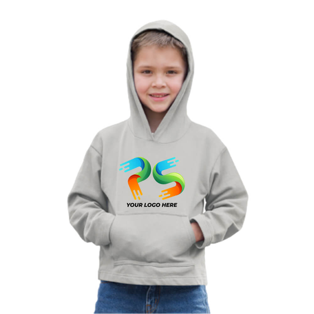 Grey Heather Customised Kids Hoodie - Front Print - corporate gift by YuBingo