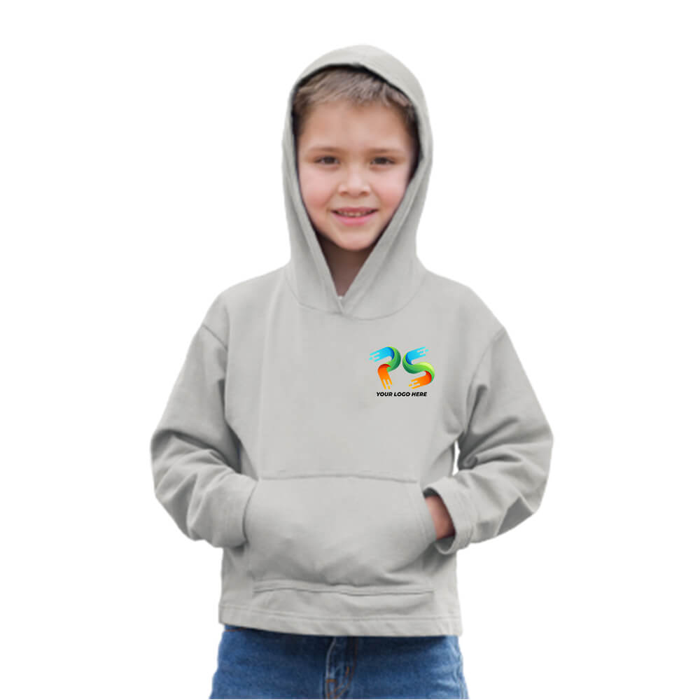 Grey Heather Customised Kids Hoodie - Front Print - corporate gift by YuBingo