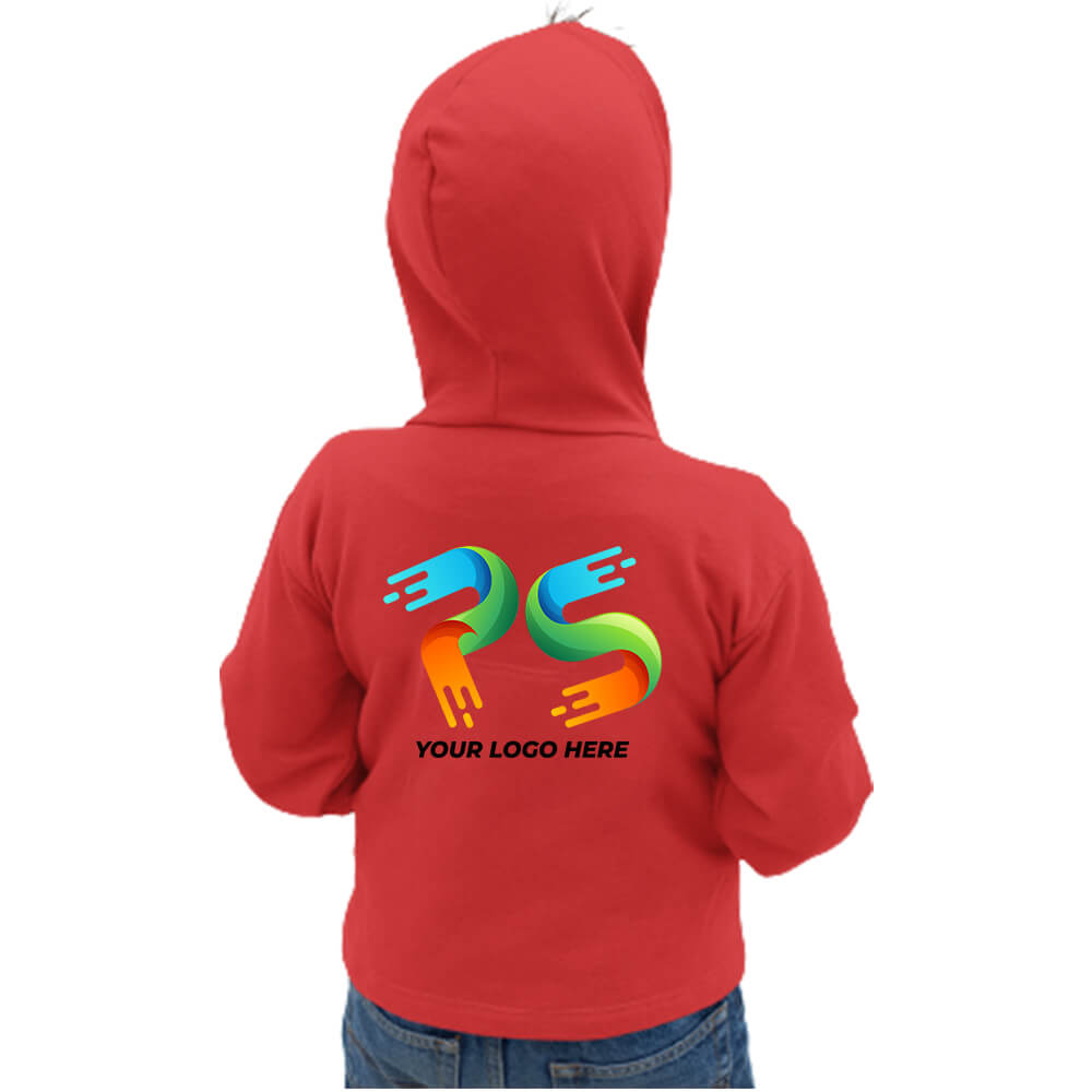 Red  Customised Kids Hoodie -  Back Print - corporate gift by YuBingo