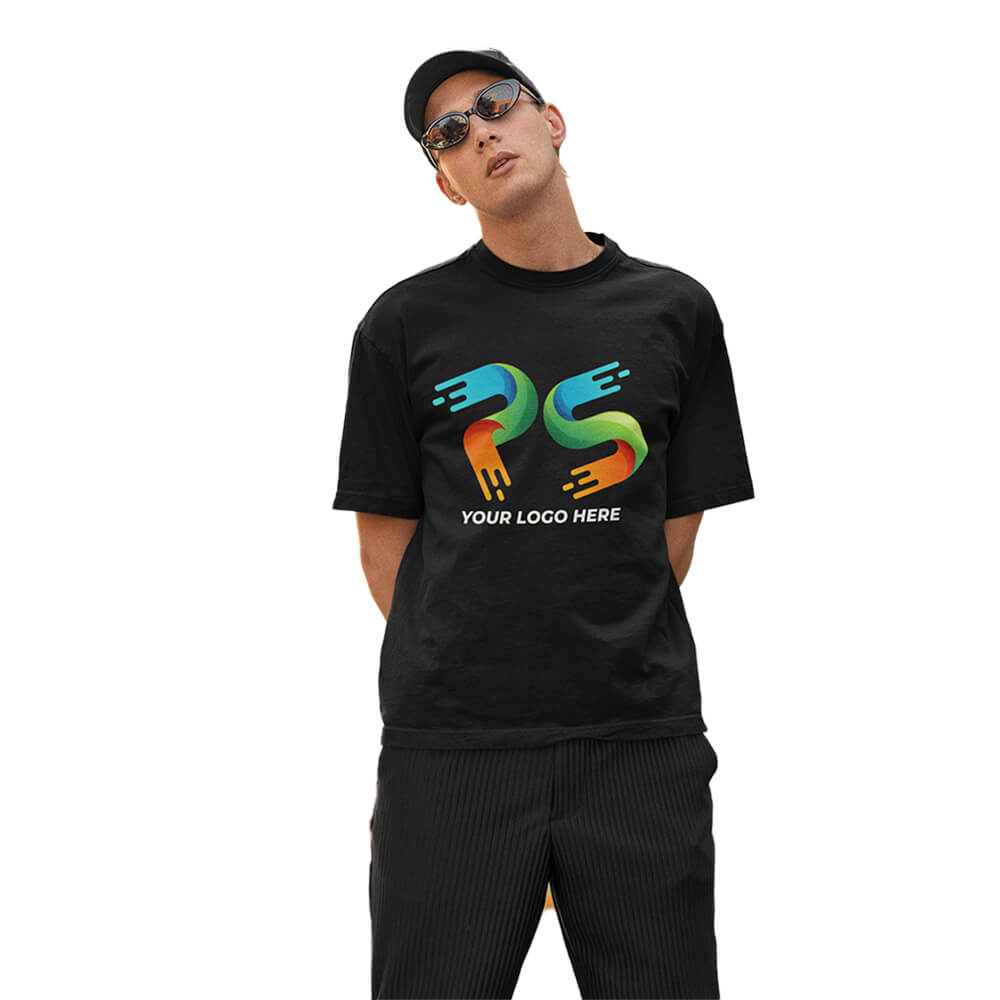 Black Customised Men's Over Size T-Shirt - Front and Back Print - corporate gift by YuBingo
