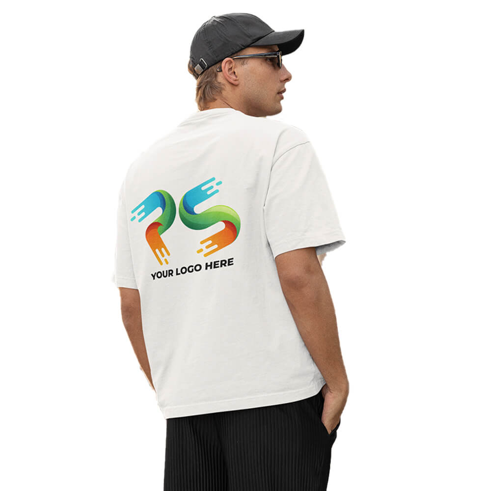 White Customised Men's Over Size T-Shirt - Front and Back Print - corporate gift by YuBingo