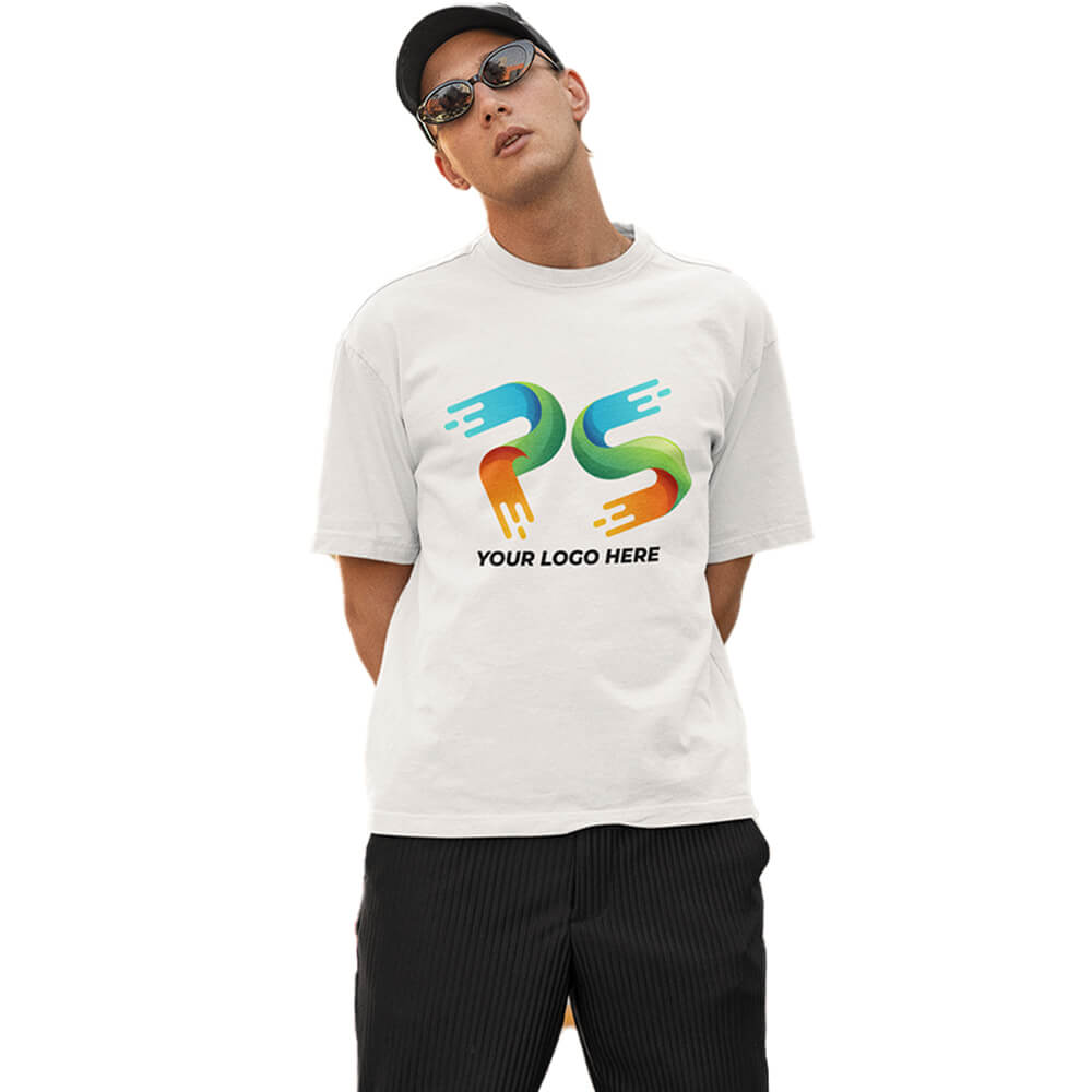 White Customised Men's Over Size T-Shirt - Front and Back Print - corporate gift by YuBingo