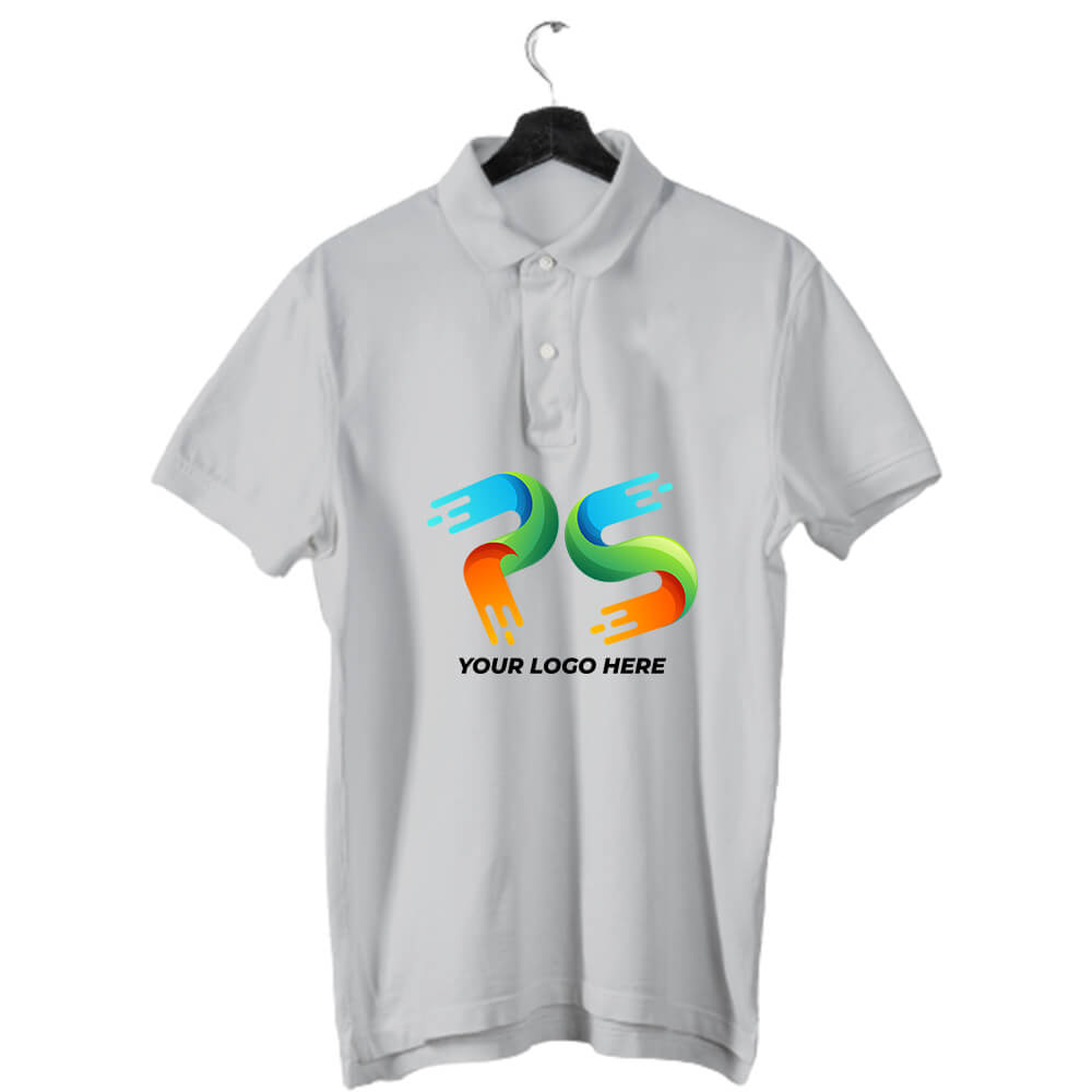 Grey Customised Men's Polo Neck  T-Shirt - Front  Print - corporate gift by YuBingo
