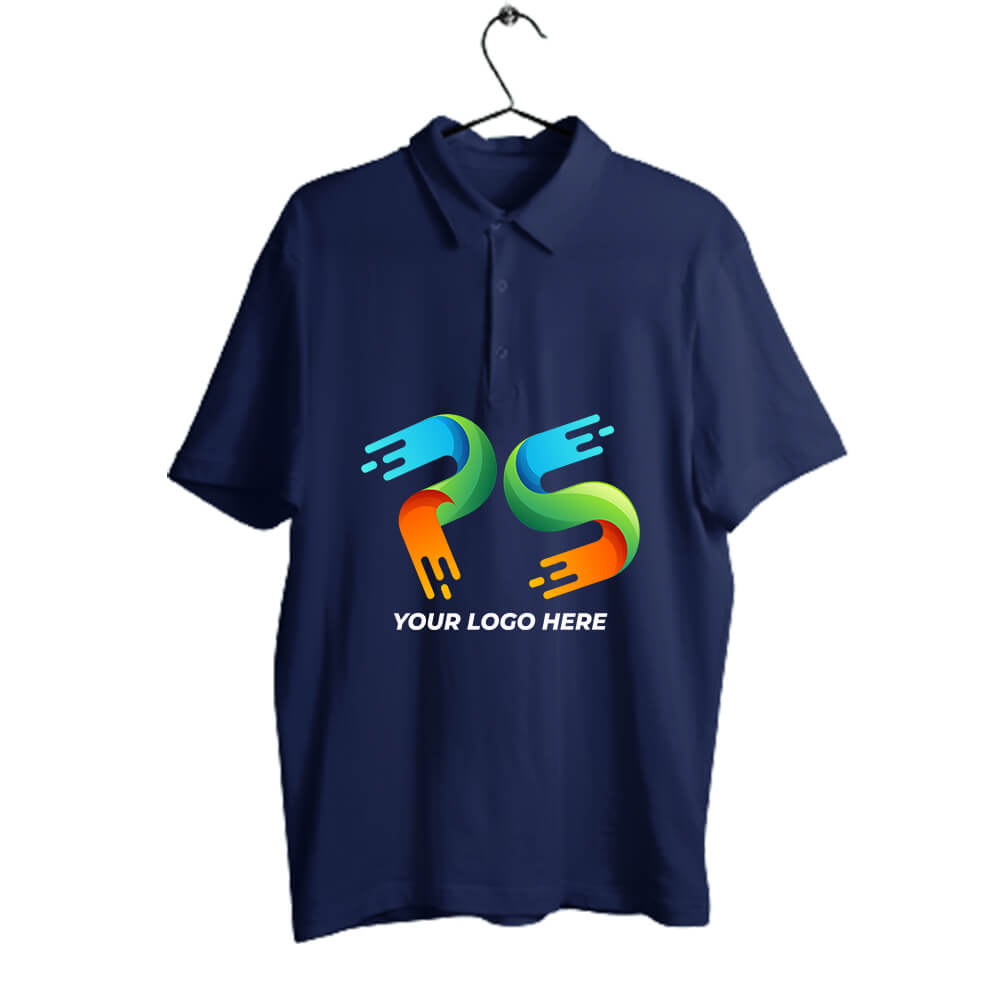 Navy Blue Customised Men's Polo Neck  T-Shirt - Front and Back Print - corporate gift by YuBingo