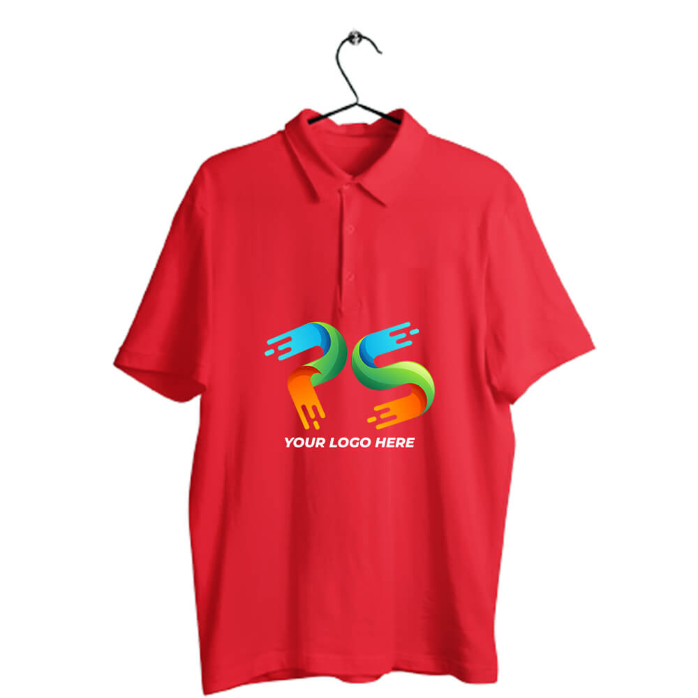 Red Customised Men's Polo Neck  T-Shirt - Front  Print - corporate gift by YuBingo