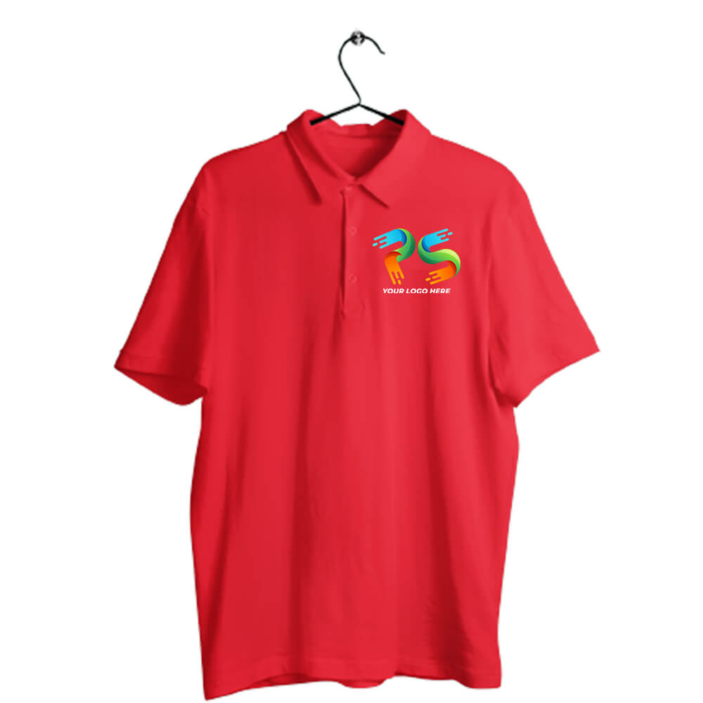 Red Customised Men's Polo Neck  T-Shirt - Front  Print - corporate gift by YuBingo