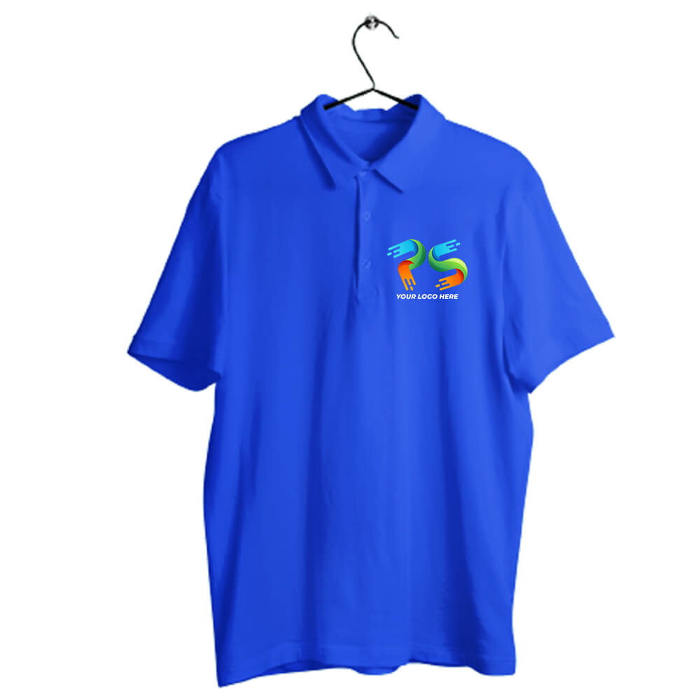 Royal Blue Customised Men's Polo Neck  T-Shirt - Front and Back Print - corporate gift by YuBingo