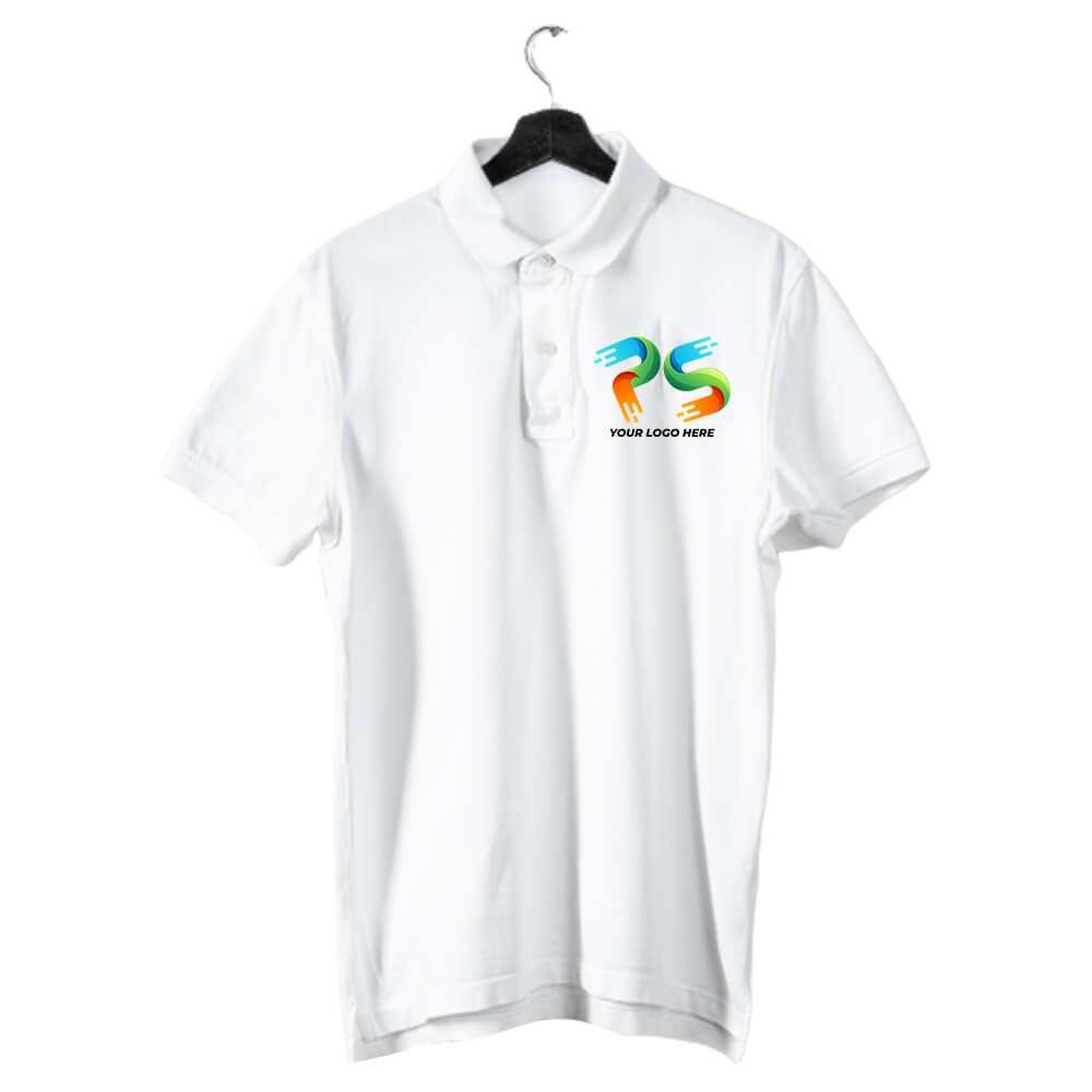 White Customised Men's Polo Neck  T-Shirt - Front and Back Print - product image 3