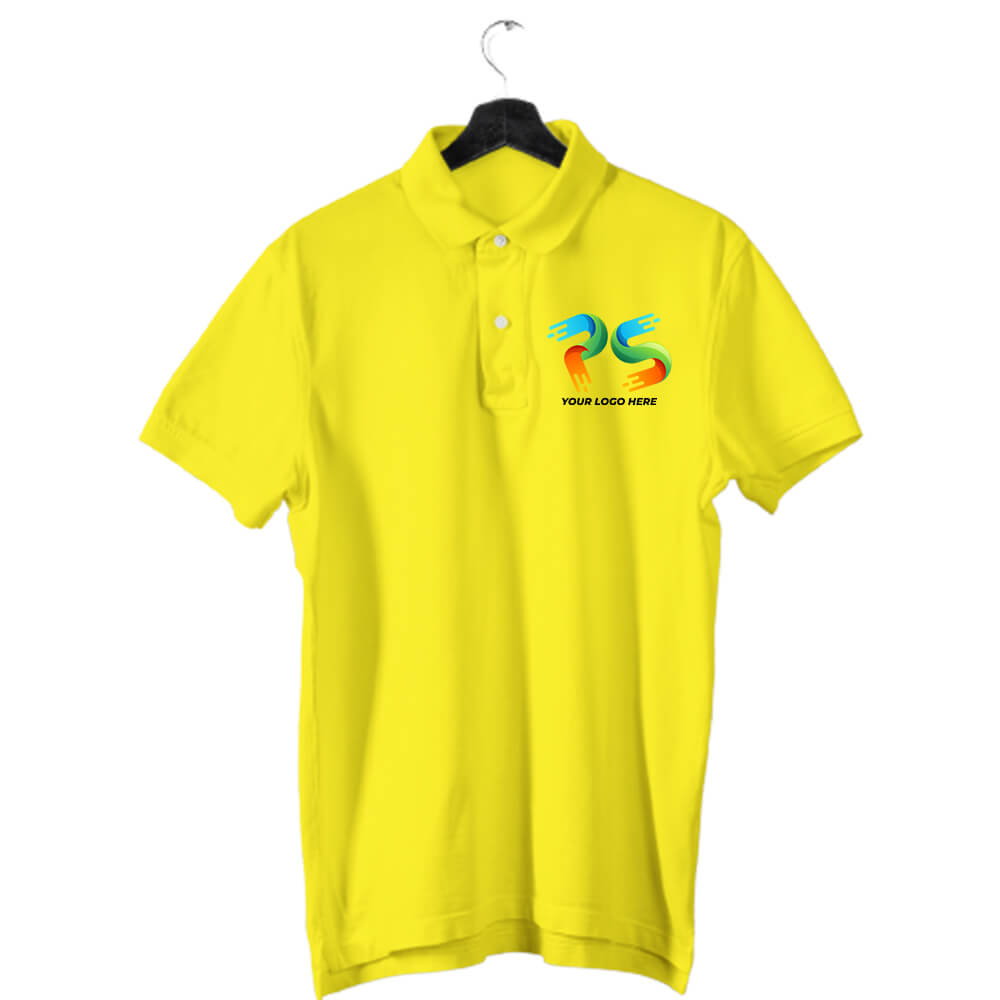 Yellow Customised Men's Polo Neck  T-Shirt - Front  Print - corporate gift by YuBingo