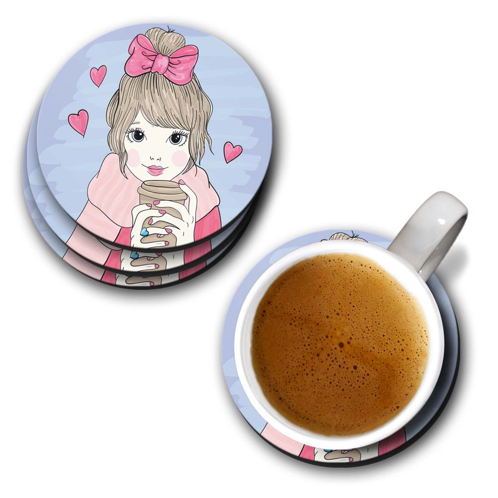 Cute Girl Coasters - corporate gift by YuBingo