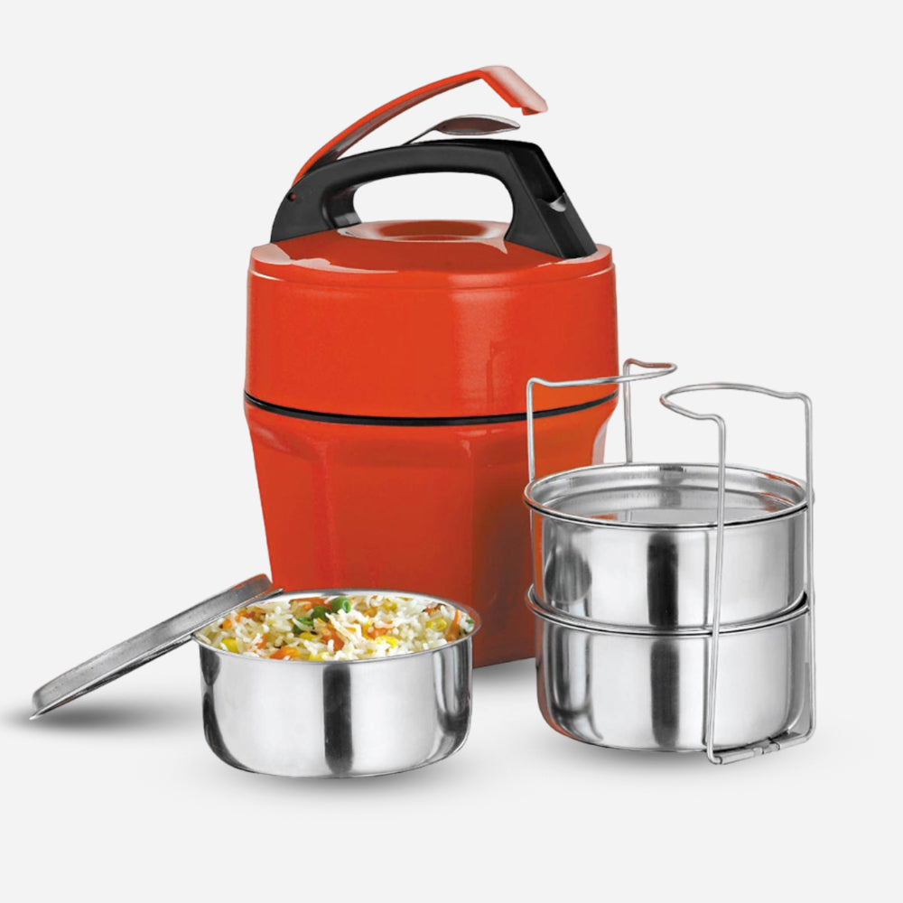 Octomeal Lunch Box - 3 Containers Steel, Available in Red and Blue - product image 2