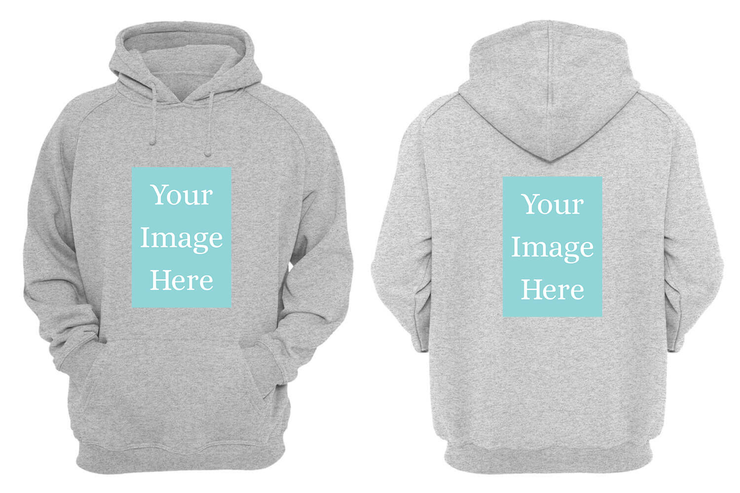 Heather Grey Customised Hoodie - Front and Back Print - corporate gift by YuBingo