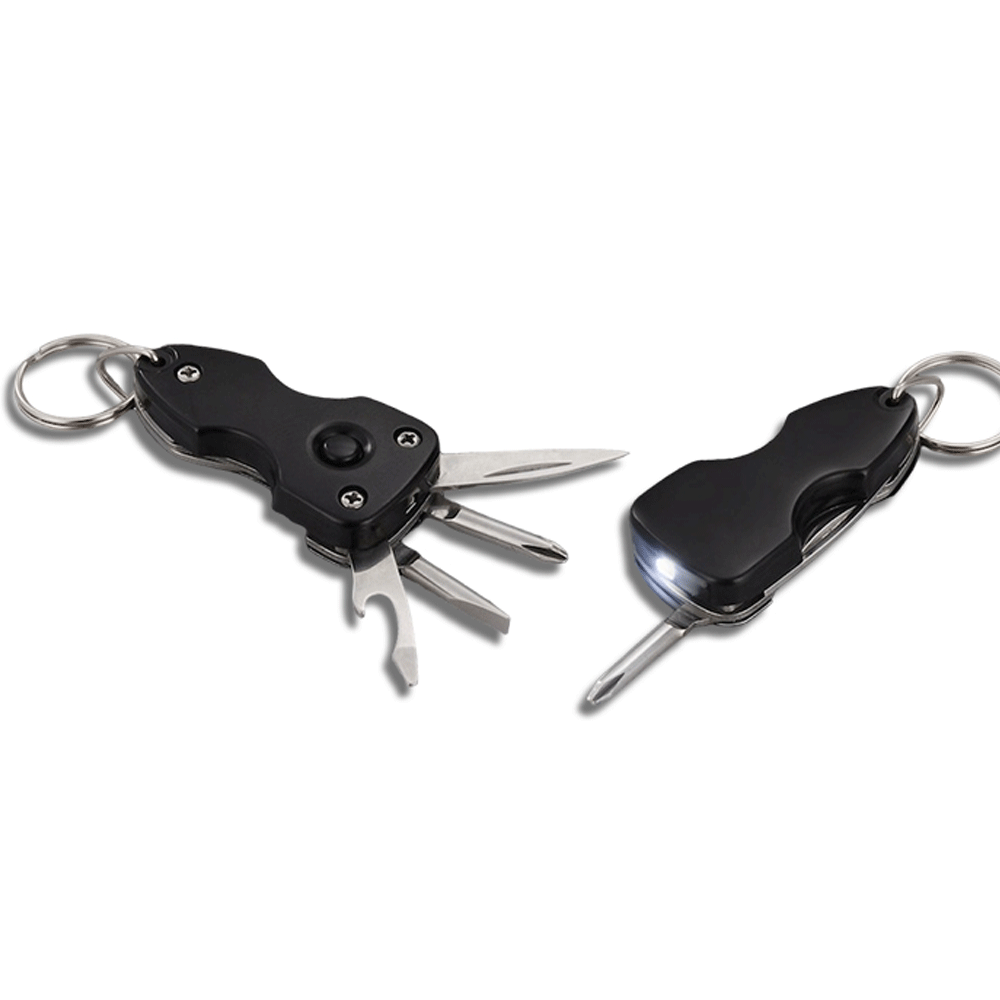 6 in 1 Military Keychain with Toolkit and Torch - corporate gift by YuBingo